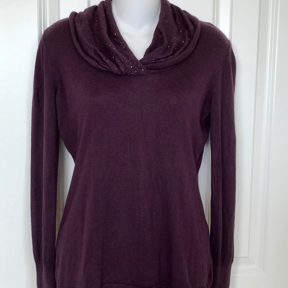 Elie Tahari Plum Silk Cashmere Lightweight Sweater